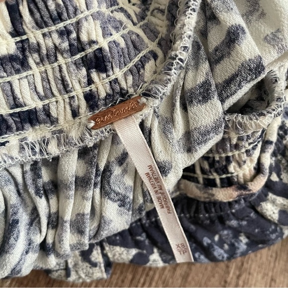 Free People Beach Day Mini Dress Halter Neck Blue  Print Size XS - Picture 5 of 6